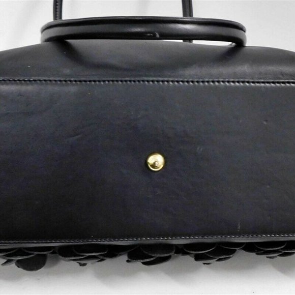 Clever Carriage Company French Black Leather Rose Large Satchel - Picture 5 of 6